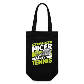 I Am Nicer After Tennis Tennisspieler - Geschenkbeutel für Flaschen - Schwarz - Vorne