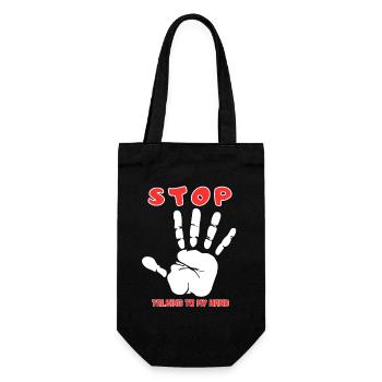 Hör auf, mit meiner Hand zu reden - Lustiges Handdesign - Geschenkbeutel für Flaschen - Schwarz - Vorne