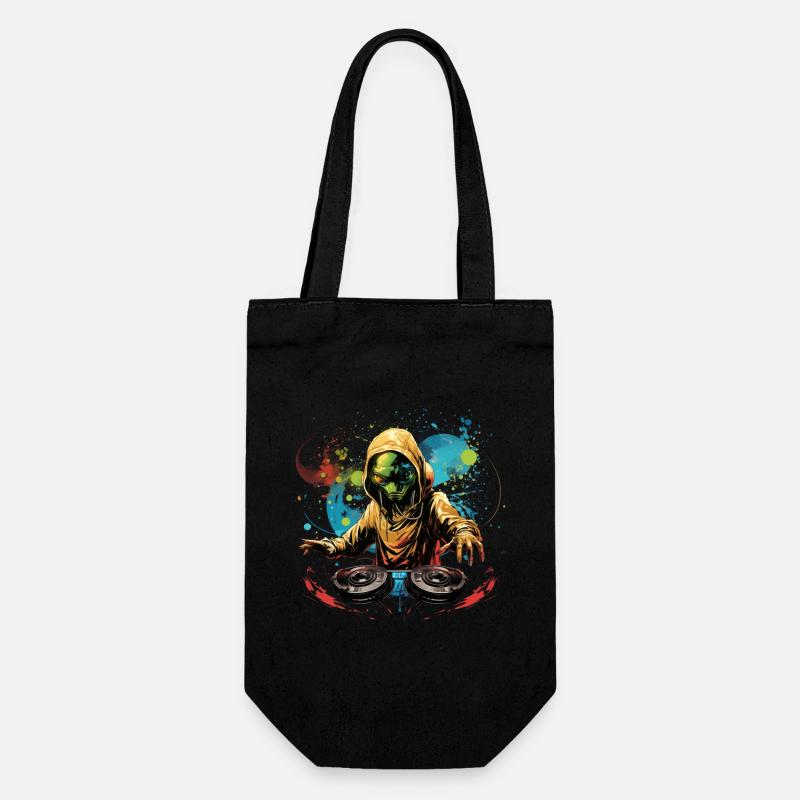 DJ Alien, Space Alien, DJ, Alien, Dessin animé, Espace, - Sac à bouteille - noir
