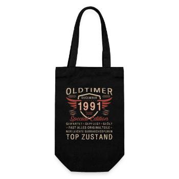 32. Geburtstag Oldtimer Dezember Jahrgang 1991 - Geschenkbeutel für Flaschen - Schwarz - Vorne