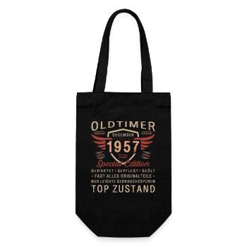 66. Geburtstag Oldtimer Dezember Jahrgang 1957 - Geschenkbeutel für Flaschen - Schwarz - Vorne