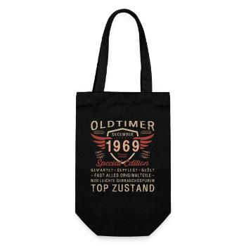 54. Geburtstag Oldtimer Dezember Jahrgang 1969 - Geschenkbeutel für Flaschen - Schwarz - Vorne