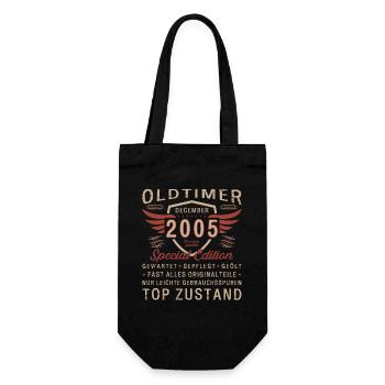 18. Geburtstag Oldtimer Dezember Jahrgang 2005 - Geschenkbeutel für Flaschen - Schwarz - Vorne