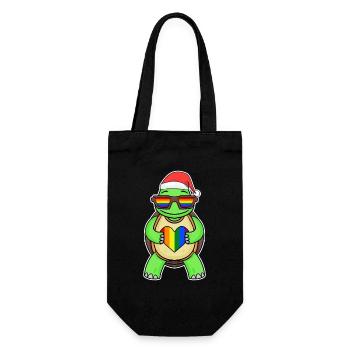 Turtle Rainbow Christmas - Gift Bag for Bottles - black - Front