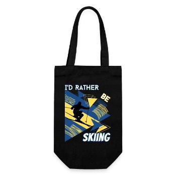 I'd Rather Ski - Ski Wintersportler Skifahrer - Geschenkbeutel für Flaschen - Schwarz - Vorne