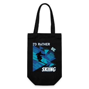 I'd Rather Ski - Ski Wintersportler Skifahrer - Geschenkbeutel für Flaschen - Schwarz - Vorne