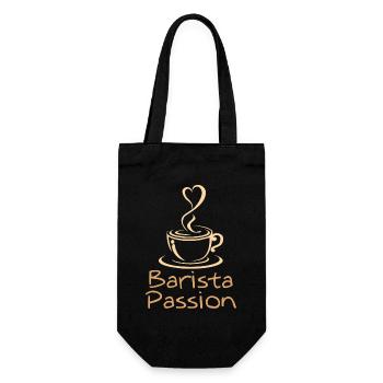 Barista Passion Kaffee Geschenk Kaffeeliebhaber - Geschenkbeutel für Flaschen - Schwarz - Vorne
