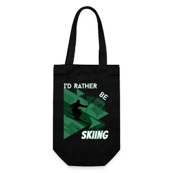 I'd Rather Ski - Ski Wintersportler Skifahrer - Geschenkbeutel für Flaschen - Schwarz - Vorne