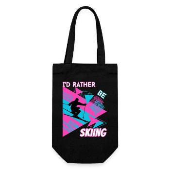 I'd Rather Ski - Ski Wintersportler Skifahrer - Geschenkbeutel für Flaschen - Schwarz - Vorne