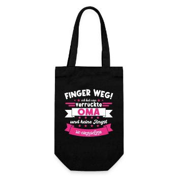 Verrückte Oma Finger weg lustiger Spruch Geschenk - Geschenkbeutel für Flaschen - Schwarz - Vorne