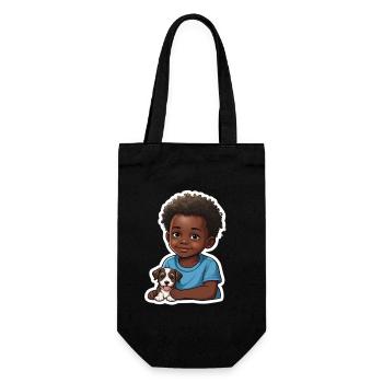 Niedliches Kind mit Hund Illustration - Geschenkbeutel für Flaschen - Schwarz - Vorne