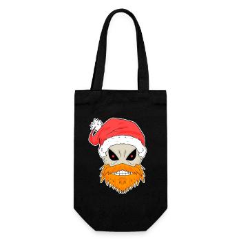 Weihnachtsmann Totenkopf - Geschenkbeutel für Flaschen - Schwarz - Vorne
