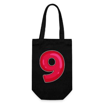 NINE - 9 - Digit red - Gift Bag for Bottles - black - Front