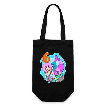 Fille - 6e anniversaire Sirène - Fille - Sac à bouteille - noir - Devant