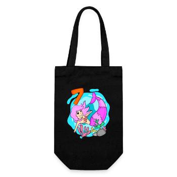 Fille 7 ans 7e anniversaire sirène - Sac à bouteille - noir - Devant
