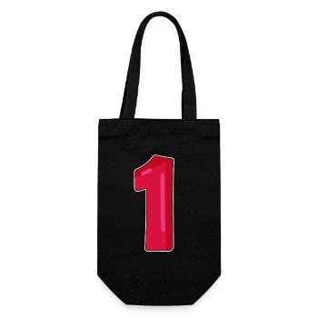 Nummer 1 Rot Dunkel - Geschenkbeutel für Flaschen - Schwarz - Vorne