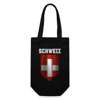 Flagge der Schweiz, Schweizer Stolz - Geschenkbeutel für Flaschen - Schwarz - Vorne