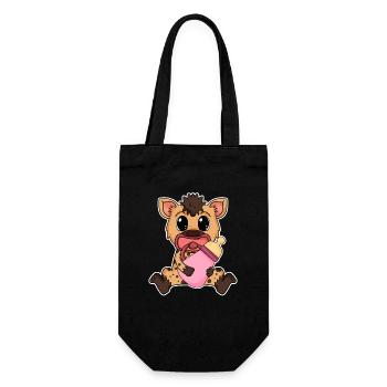 Baby Hyäne Motiv - Geschenkbeutel für Flaschen - Schwarz - Vorne