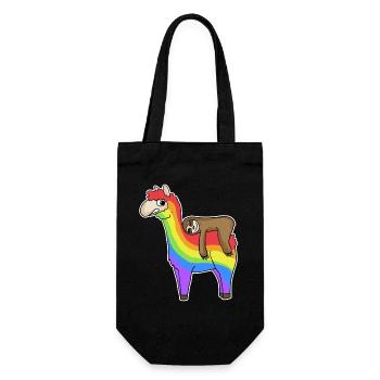 Alpaca Sloth Rainbow Christmas - Gift Bag for Bottles - black - Front