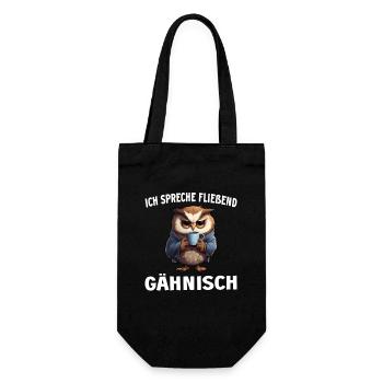 Lustiger Eule Kaffee Kaffeeliebhaber Eulen Spruch - Geschenkbeutel für Flaschen - Schwarz - Vorne