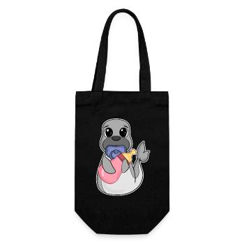 Motif bébé lion de mer - Sac à bouteille - noir - Devant