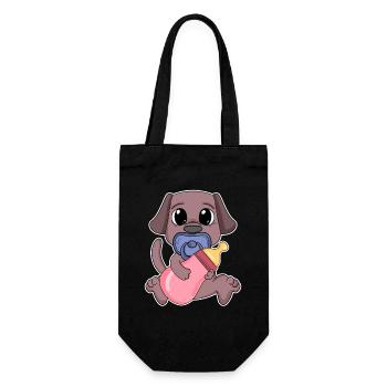 Baby Dog Motif Dog Holder - Gift Bag for Bottles - black - Front