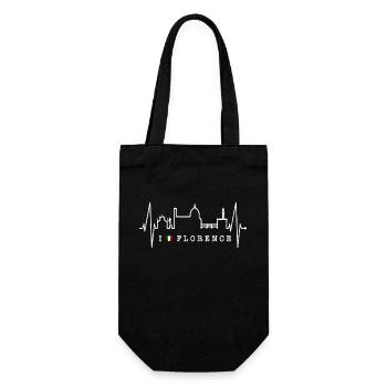 Florenz Skyline Italien Herzschlag I Love Firenze - Geschenkbeutel für Flaschen - Schwarz - Vorne
