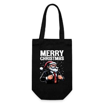 Merry Christmas Chef Wichtel Weihnachts Gnome - Geschenkbeutel für Flaschen - Schwarz - Vorne