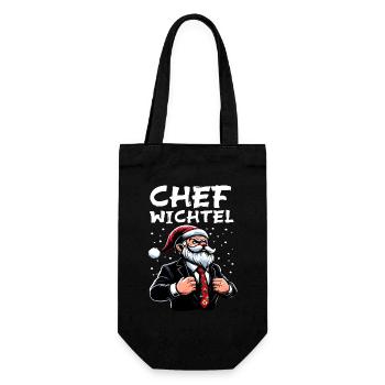 Chef Wichtel stylischer Weihnachts Gnome - Geschenkbeutel für Flaschen - Schwarz - Vorne
