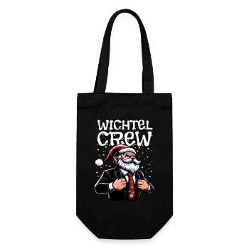 Wichtel Crew Weihnachts Gnome - Geschenkbeutel für Flaschen - Schwarz - Vorne