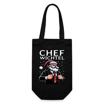 Chef Wichtel Weihnachts Gnom - Geschenkbeutel für Flaschen - Schwarz - Vorne