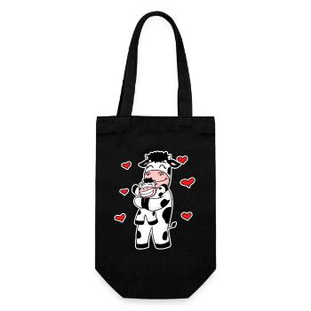 Famille de vaches - Vache avec bébé - Motif de vache - Sac à bouteille - noir - Devant