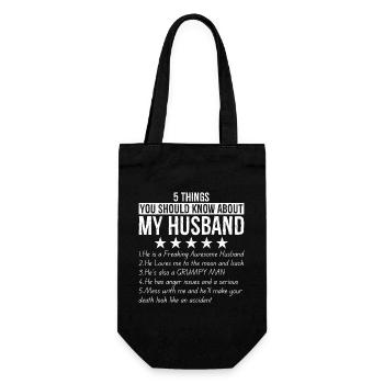 5 things you should know about my husband - Gift Bag for Bottles - black - Front