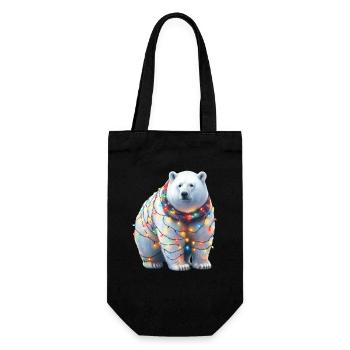 Ours polaire mignon avec des guirlandes lumineuses - Sac à bouteille - noir - Devant
