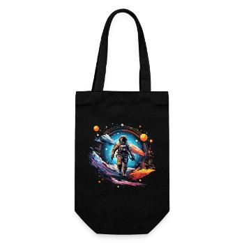 Astronaut im Weltall Design - Geschenkbeutel für Flaschen - Schwarz - Vorne