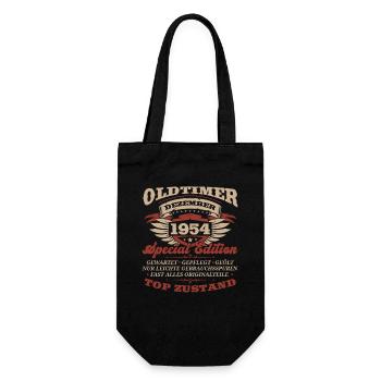 69. Geburtstag Oldtimer Dezember Jahrgang 1954 - Geschenkbeutel für Flaschen - Schwarz - Vorne