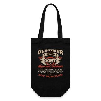 66. Geburtstag Oldtimer Dezember Jahrgang 1957 - Geschenkbeutel für Flaschen - Schwarz - Vorne