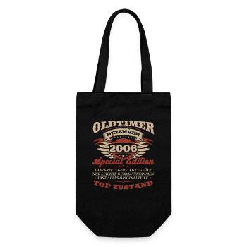 17. Geburtstag Oldtimer Dezember Jahrgang 2006 - Geschenkbeutel für Flaschen - Schwarz - Vorne