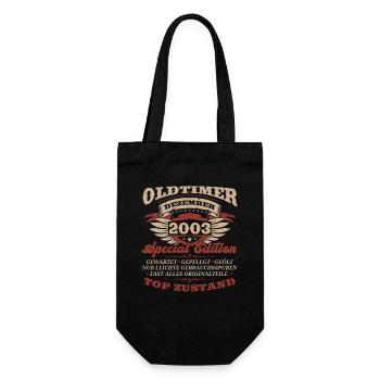 20. Geburtstag Oldtimer Dezember Jahrgang 2003 - Geschenkbeutel für Flaschen - Schwarz - Vorne