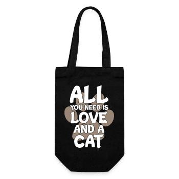 All You Need Is Love and a Cat - Geschenkbeutel für Flaschen - Schwarz - Vorne