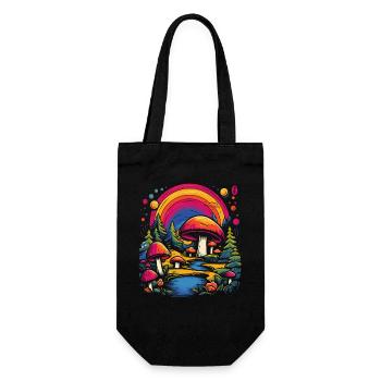 Regenbogen Natur Pilze im Pilz-Wunderland-Wald - Geschenkbeutel für Flaschen - Schwarz - Vorne