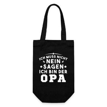 Ich Muss Nicht Nein Sagen Ich Bin Der Opa - Geschenkbeutel für Flaschen - Schwarz - Vorne