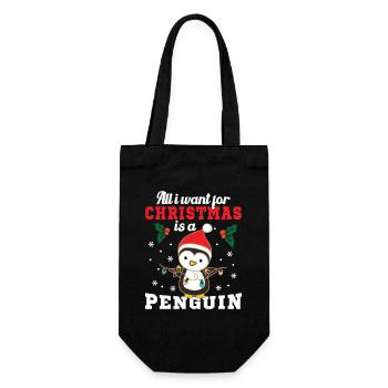 Was ich mir zu Weihnachten wünsche ist ein Pinguin - Geschenkbeutel für Flaschen - Schwarz - Vorne