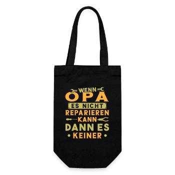 Wenn opa es nicht reparieren kann kann es keiner - Geschenkbeutel für Flaschen - Schwarz - Vorne