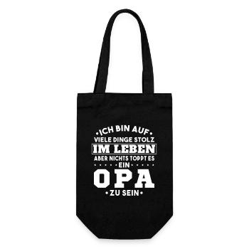 ich bin stolz wie ein Opa - Geschenkbeutel für Flaschen - Schwarz - Vorne