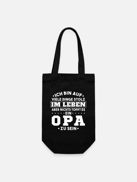 ich bin stolz wie ein Opa - Geschenkbeutel für Flaschen - Schwarz