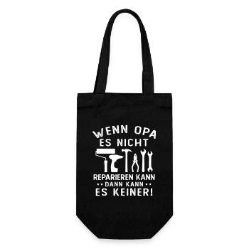 Wenn opa es nicht reparieren kann kann es keiner - Geschenkbeutel für Flaschen - Schwarz - Vorne