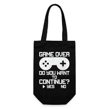 game over do you want to continue - Gift Bag for Bottles - black - Front