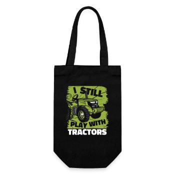 I Still Play With Tractors Biobauer Bauer Landwirt - Geschenkbeutel für Flaschen - Schwarz - Vorne