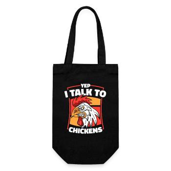 Yep I Talk To Chickens Bauer Landwirtschaft - Geschenkbeutel für Flaschen - Schwarz - Vorne